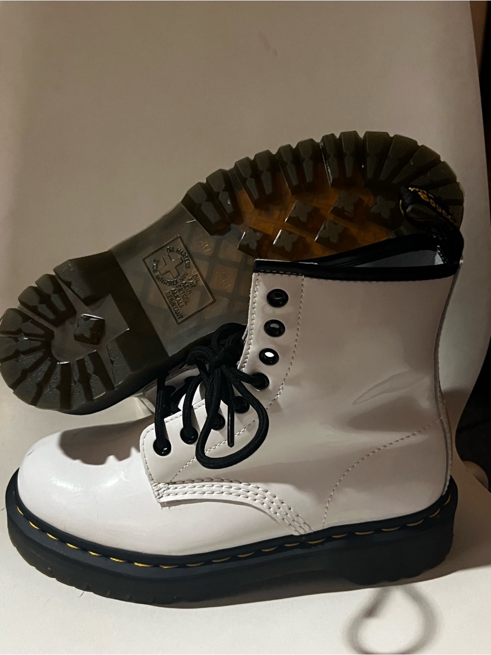 White Lace-Up Platform Combat Boots - Classic Look